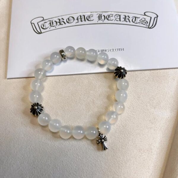 réplica,joyas,joyería,1:1,replica,fake,lujo,barato Pulsera de concha blanca con corazones cromados, cuentas de plata maciza 925