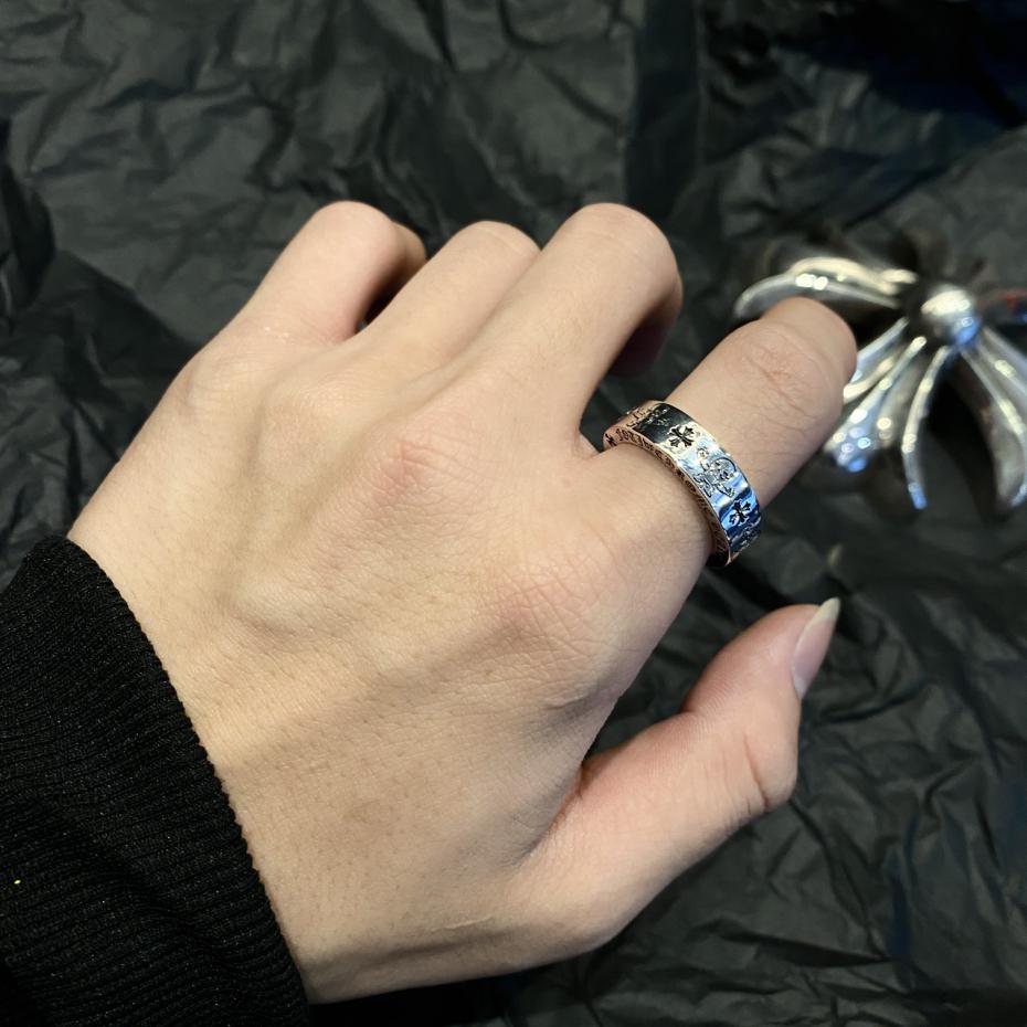 réplica,joyas,joyería,1:1,replica,fake,lujo,barato réplica,joyas,joyería,1:1,replica,fake,lujo,barato Anillo con letras de calavera y corazones cromados