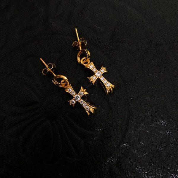 réplica,joyas,joyería,1:1,replica,fake,lujo,barato Pendientes Chrome Hearts de celebridades de Internet bañados en oro de 22k en plata
