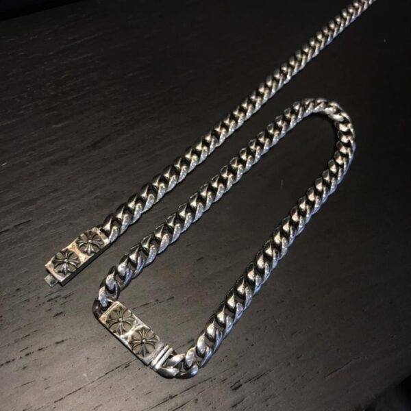 réplica,joyas,joyería,1:1,replica,fake,lujo,barato Cadena de clavícula con doble cruz Chrome Hearts