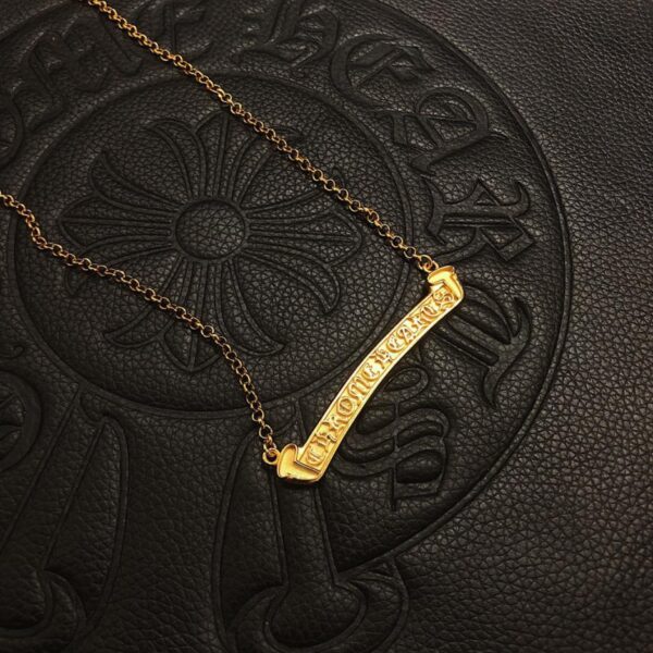 réplica,joyas,joyería,1:1,replica,fake,lujo,barato Chrome Hearts Cadena de clavícula en forma de herradura con corazones cromados de 22 k