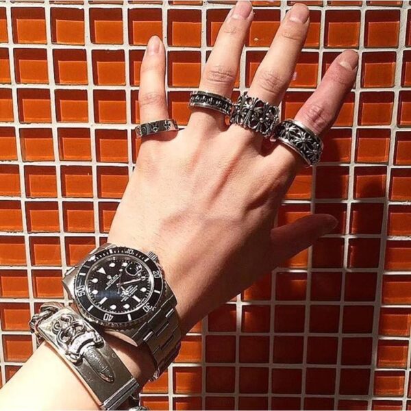 réplica,joyas,joyería,1:1,replica,fake,lujo,barato Pulsera con cruz de calavera foti Chrome Hearts cruz de calavera de plata de ley