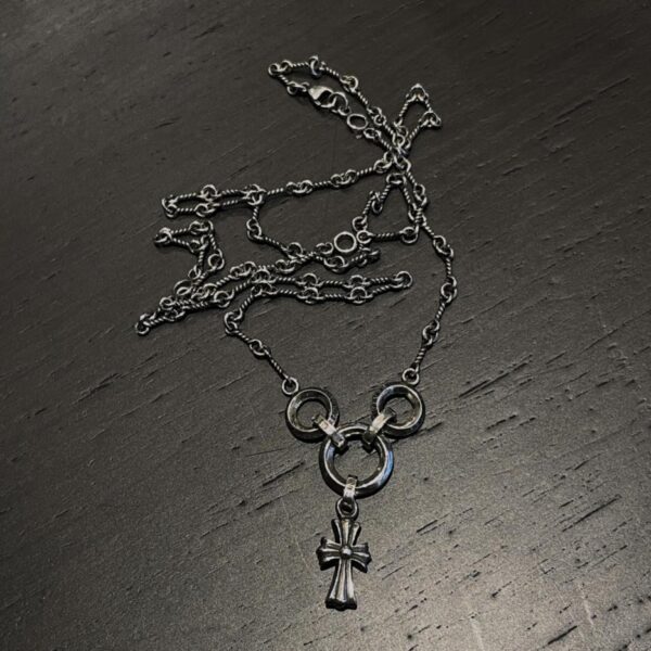 réplica,joyas,joyería,1:1,replica,fake,lujo,barato Cadena cruzada pequeña de tres anillos Chrome Hearts