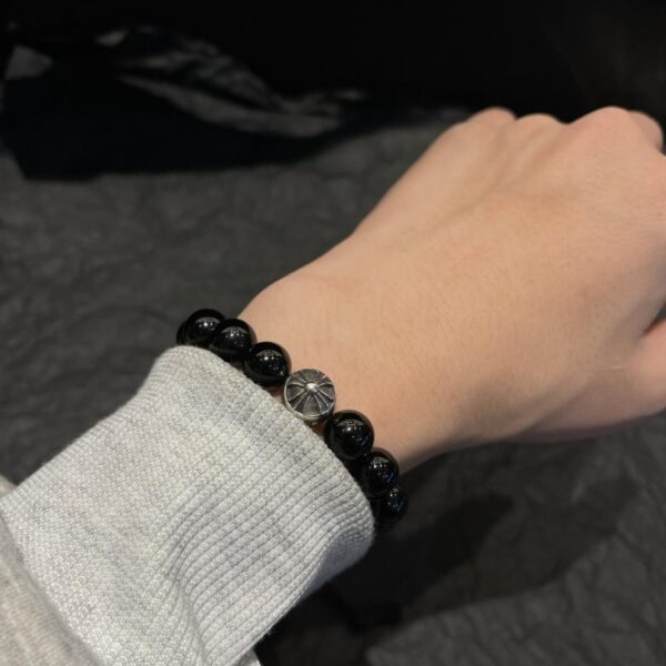 réplica,joyas,joyería,1:1,replica,fake,lujo,barato Pulsera de obsidiana con cuentas de plata única Chrome Hearts