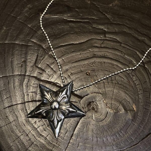 réplica,joyas,joyería,1:1,replica,fake,lujo,barato Collar Pentagrama Grande Corazones Cromados