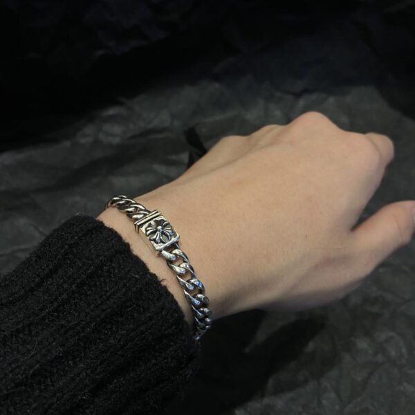 réplica,joyas,joyería,1:1,replica,fake,lujo,barato Pulsera con hebilla de flor y cruz pequeña Chrome Hearts
