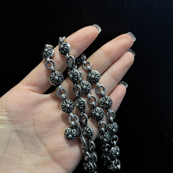 réplica,joyas,joyería,1:1,replica,fake,lujo,barato Collar de cuentas de flores cruzadas de corazones cromados