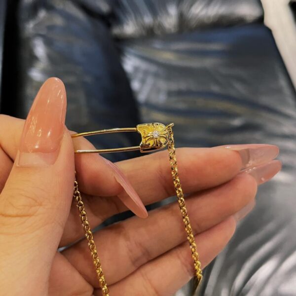 réplica,joyas,joyería,1:1,replica,fake,lujo,barato Collar con broche de diamantes chapado en oro Chrome Hearts