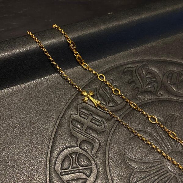 réplica,joyas,joyería,1:1,replica,fake,lujo,barato Collar Chrome Hearts cruz fina bañada en oro