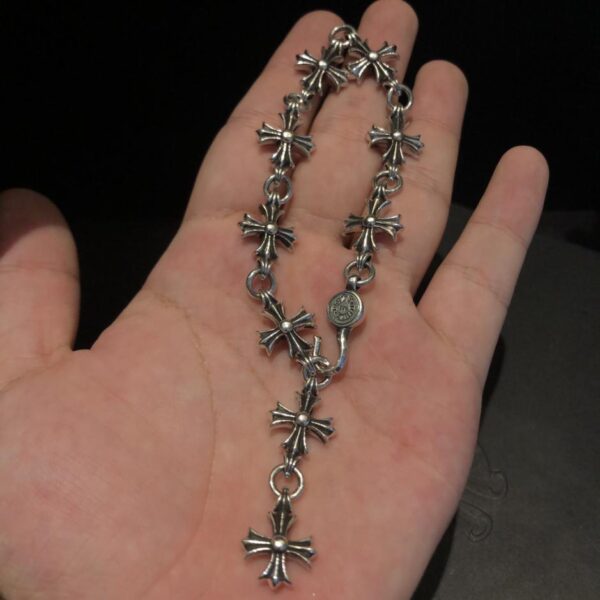 réplica,joyas,joyería,1:1,replica,fake,lujo,barato Pulsera cruzada de nueve secciones con corazones cromados