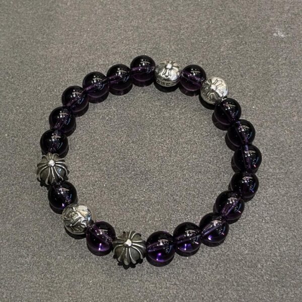 réplica,joyas,joyería,1:1,replica,fake,lujo,barato Pulsera Cromada Corazones Cruz Flor Bola Amatista