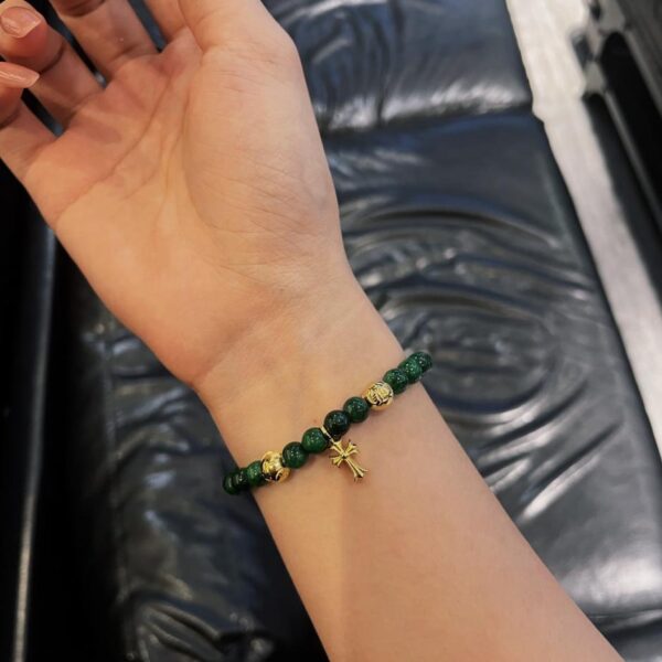 réplica,joyas,joyería,1:1,replica,fake,lujo,barato Pulsera Chrome Hearts con cruz de malaquita bañada en oro