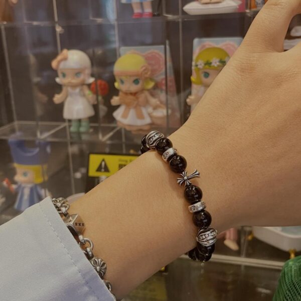 réplica,joyas,joyería,1:1,replica,fake,lujo,barato Pulsera Chrome Hearts con cuentas de ónix negro