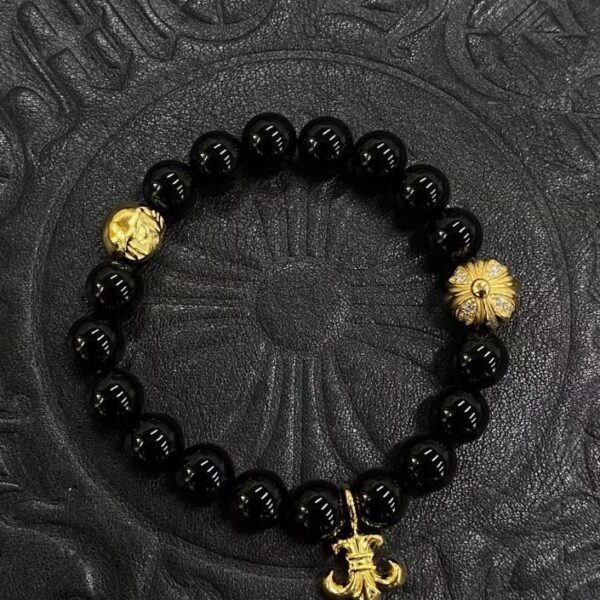 réplica,joyas,joyería,1:1,replica,fake,lujo,barato Pulsera Chrome Hearts con cuentas de ónix negro