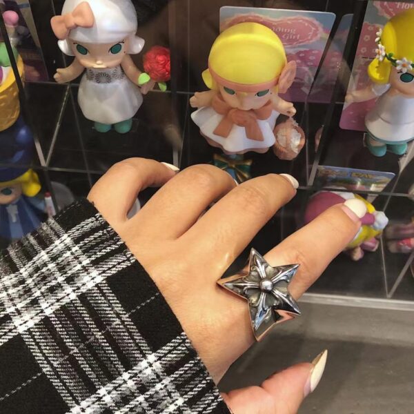 réplica,joyas,joyería,1:1,replica,fake,lujo,barato Anillo Pentagrama Grande Corazones Cromados