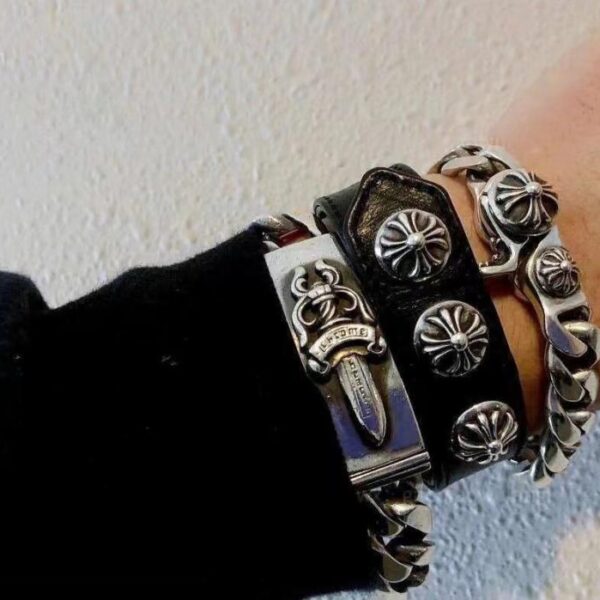 réplica,joyas,joyería,1:1,replica,fake,lujo,barato Pulsera Espada Mediana Corazones Cromados