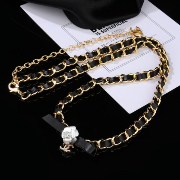 réplica,joyas,joyería,1:1,replica,fake,lujo,barato Collar Chanel con lazo doble C (5CD4)