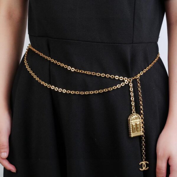réplica,joyas,joyería,1:1,replica,fake,lujo,barato Cadena para cintura Chanel de latón galvanizado en oro de 18 quilates (1056)