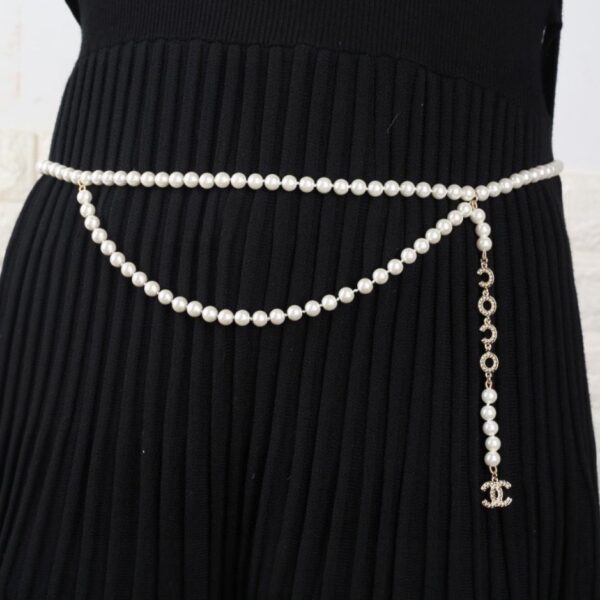 réplica,joyas,joyería,1:1,replica,fake,lujo,barato Chanel nuevo producto cadena de cintura con letras de perlas (AC6B)