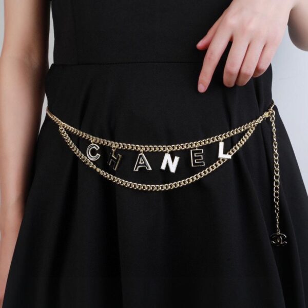 réplica,joyas,joyería,1:1,replica,fake,lujo,barato Chanel nueva cadena de cintura con letras en blanco y negro (5005)