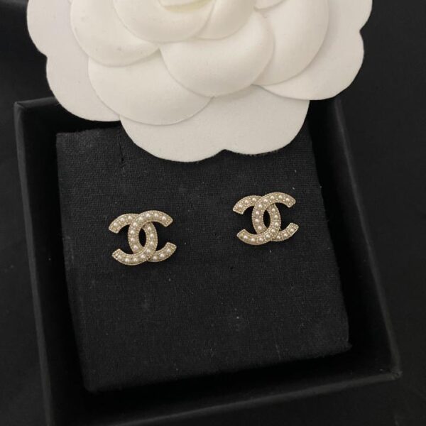 réplica,joyas,joyería,1:1,replica,fake,lujo,barato Aretes Chanel Mini con perlas doradas (DA64)