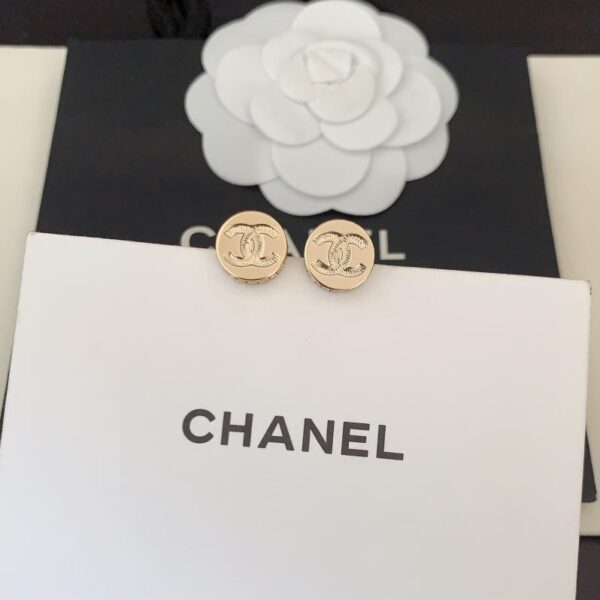 réplica,joyas,joyería,1:1,replica,fake,lujo,barato Aretes mini redondos en oro claro de Chanel (8485)
