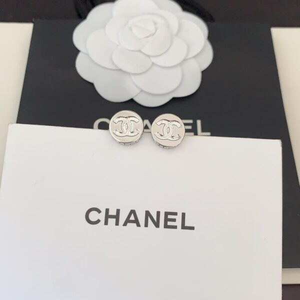 réplica,joyas,joyería,1:1,replica,fake,lujo,barato Chanel últimos pendientes mini redondos de oro blanco (BCEF)