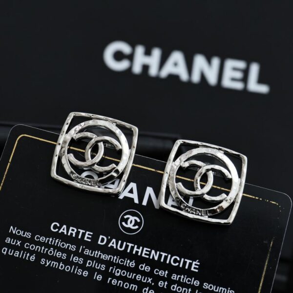 réplica,joyas,joyería,1:1,replica,fake,lujo,barato Aretes huecos cuadrados con doble C de Chanel (8B24)