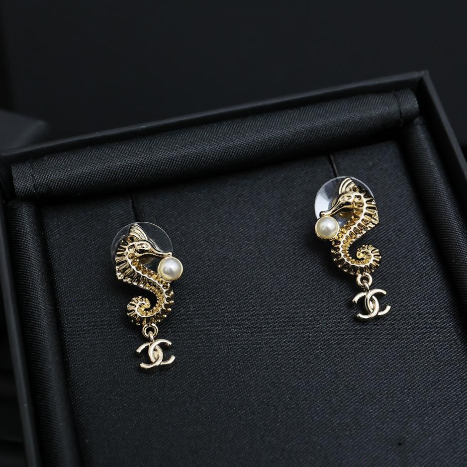 réplica,joyas,joyería,1:1,replica,fake,lujo,barato réplica,joyas,joyería,1:1,replica,fake,lujo,barato Pendientes Chanel Seahorse Serie Dream Ocean (1C53)