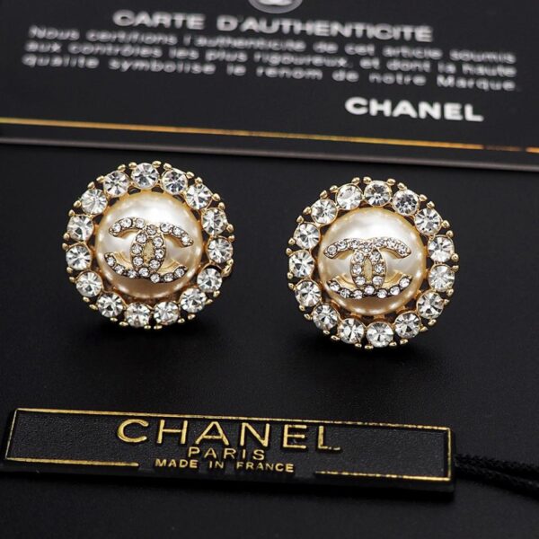 réplica,joyas,joyería,1:1,replica,fake,lujo,barato Pendientes Chanel de resina con perlas y strass (6A36)