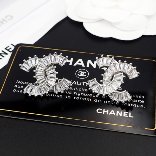 réplica,joyas,joyería,1:1,replica,fake,lujo,barato Pendientes Chanel con diamantes baguette (0065)
