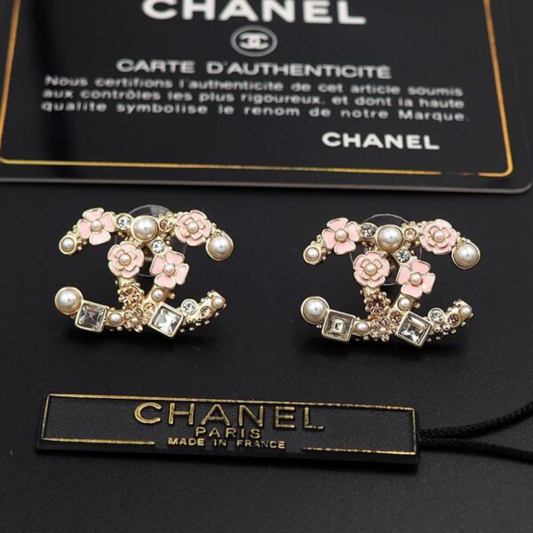 réplica,joyas,joyería,1:1,replica,fake,lujo,barato Aretes con pétalos de color rosa esmaltado de Chanel (B92A)