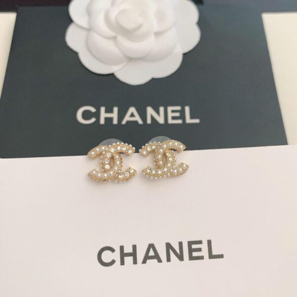réplica,joyas,joyería,1:1,replica,fake,lujo,barato Pendientes mini cc con diamantes y perlas blancas de Chanel (0DE8)