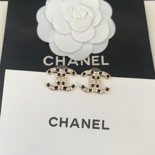 réplica,joyas,joyería,1:1,replica,fake,lujo,barato Chanel últimos pendientes de botón cc de diamantes cuadrados de dos colores en oro claro (C51F)