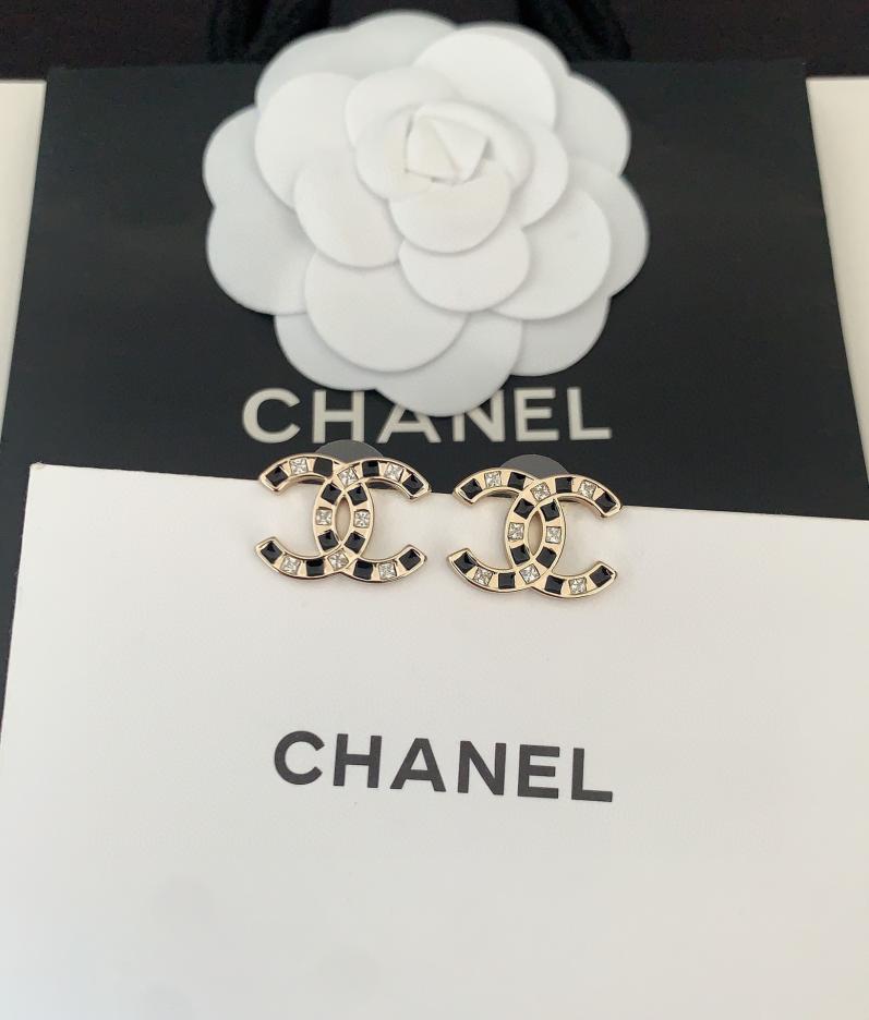 réplica,joyas,joyería,1:1,replica,fake,lujo,barato réplica,joyas,joyería,1:1,replica,fake,lujo,barato Chanel últimos pendientes de botón cc de diamantes cuadrados de dos colores en oro claro (C51F)