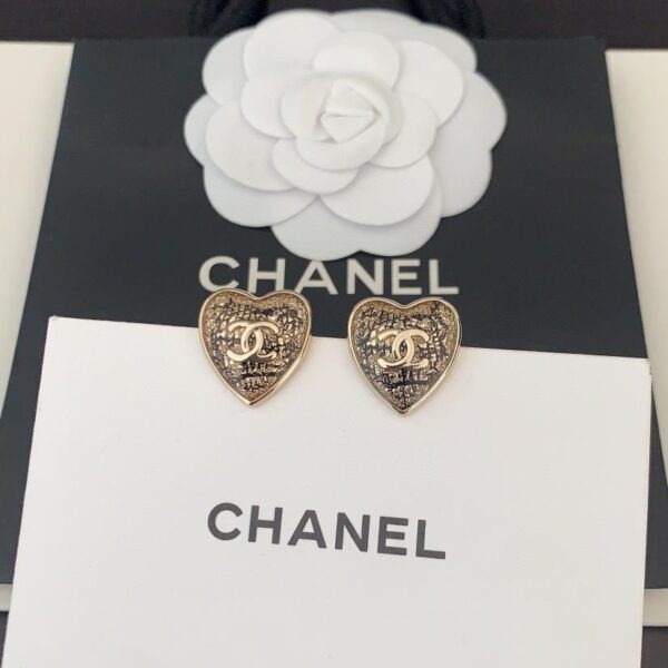 réplica,joyas,joyería,1:1,replica,fake,lujo,barato Chanel últimos aretes de amor en oro claro (E60A)