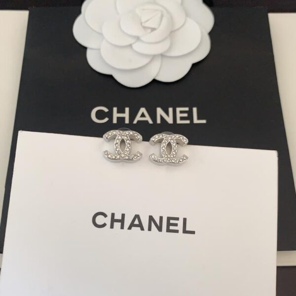 réplica,joyas,joyería,1:1,replica,fake,lujo,barato Pendientes de botón cc gruesos con diamantes completos de platino de Chanel (52A7)