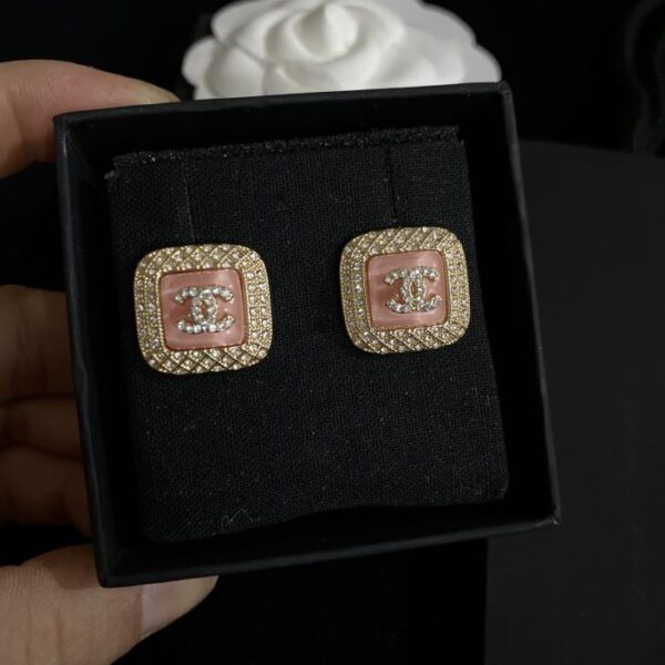 réplica,joyas,joyería,1:1,replica,fake,lujo,barato Aretes Chanel Square Pink (8670)