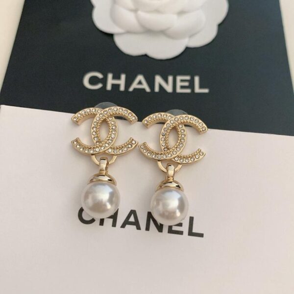 réplica,joyas,joyería,1:1,replica,fake,lujo,barato Chanel nuevos pendientes de perlas doble c (7F54)