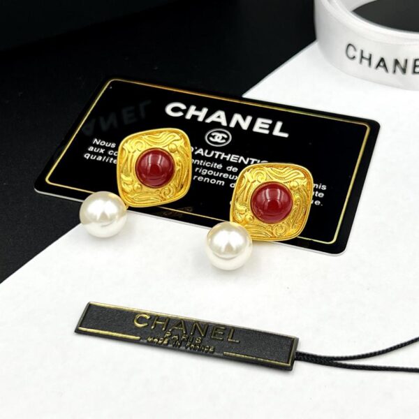 réplica,joyas,joyería,1:1,replica,fake,lujo,barato Pendientes de perlas de ónix rojo Chanel Ankara (C6D6)