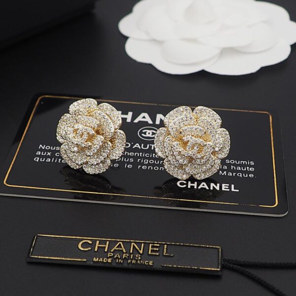 réplica,joyas,joyería,1:1,replica,fake,lujo,barato Pendientes de camelia con diamantes completos de Chanel (288A)