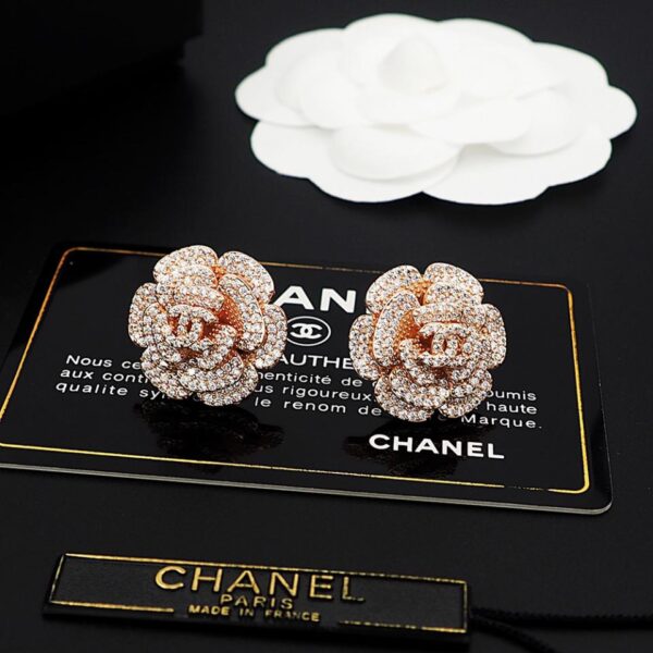 réplica,joyas,joyería,1:1,replica,fake,lujo,barato Pendientes de camelia con diamantes completos de Chanel (AE6D)