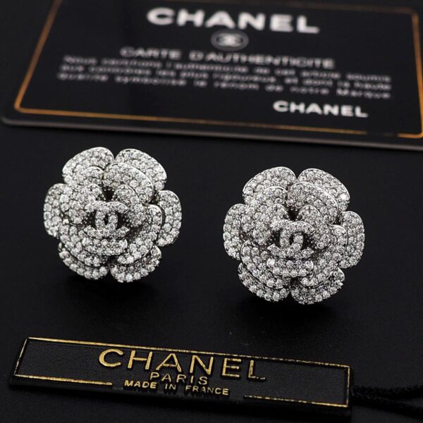 réplica,joyas,joyería,1:1,replica,fake,lujo,barato Pendientes de camelia con diamantes completos de Chanel (C1B9)