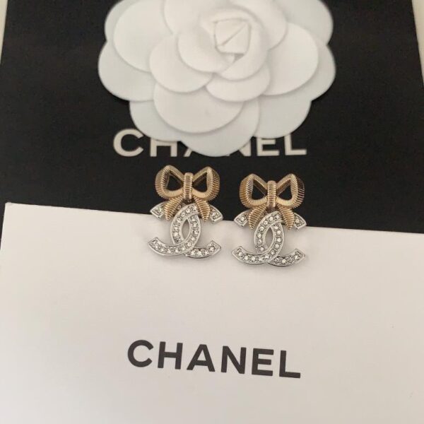 réplica,joyas,joyería,1:1,replica,fake,lujo,barato Chanel últimos aretes con lazo bicolor (2E55)