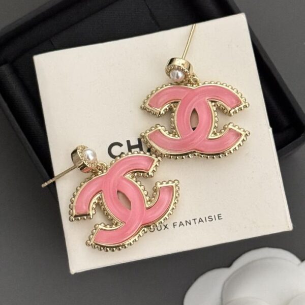 réplica,joyas,joyería,1:1,replica,fake,lujo,barato Chanel últimos pendientes cc transparentes hielo rosa (0FC2)