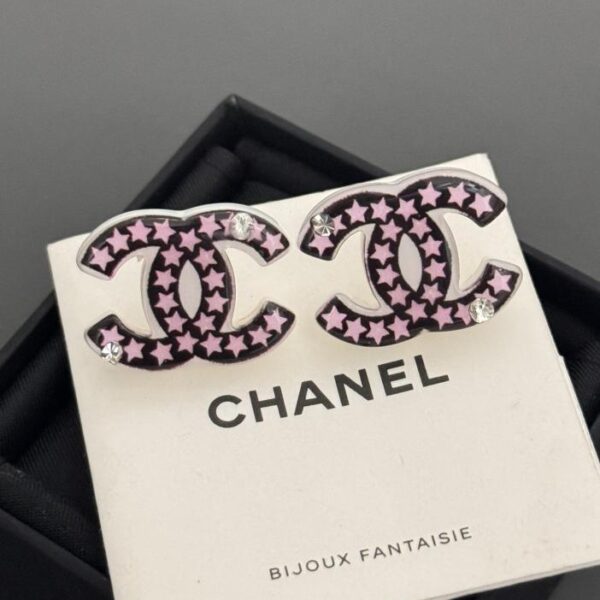 réplica,joyas,joyería,1:1,replica,fake,lujo,barato Chanel últimos pendientes de resina con estrella rosa (2C24)