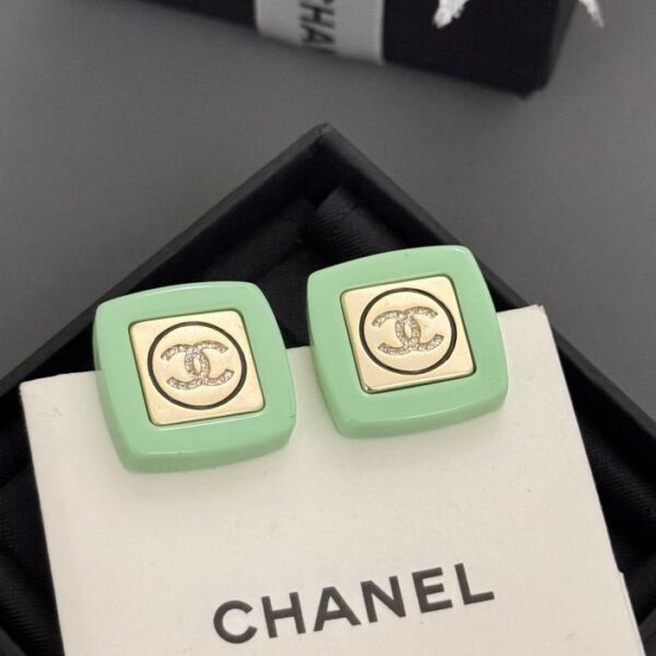 réplica,joyas,joyería,1:1,replica,fake,lujo,barato Pendientes cuadrados verdes de Chanel (84FA)