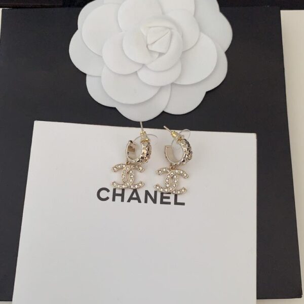 réplica,joyas,joyería,1:1,replica,fake,lujo,barato Chanel últimos ganchos para la oreja cc en oro claro (3C89)