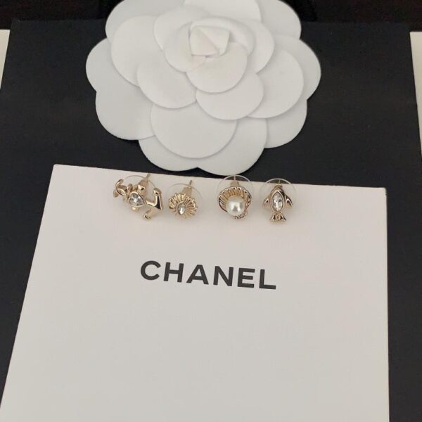 réplica,joyas,joyería,1:1,replica,fake,lujo,barato El último juego de aretes de 4 piezas con ancla en oro claro de Chanel (2F9A)