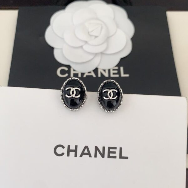 réplica,joyas,joyería,1:1,replica,fake,lujo,barato Pendientes ovalados negros de Chanel (783D)